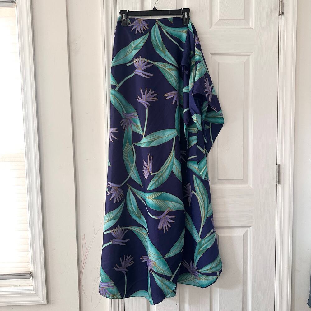 Hilo Hattie Vintage Hawaiian Blue Aloha Bird of Paradise Wrap Sarong Cover Up OS